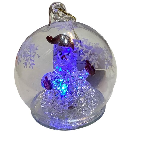 Simply Holiday LED Glass Ball Ornament Santa Snowman Multicolor NWT Snowflake 3" - Picture 7 of 11
